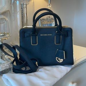 Michael Kors Black Handbag with Gold Hardware